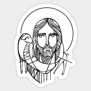 Jesus Christ Good Shepherd illustration Sticker